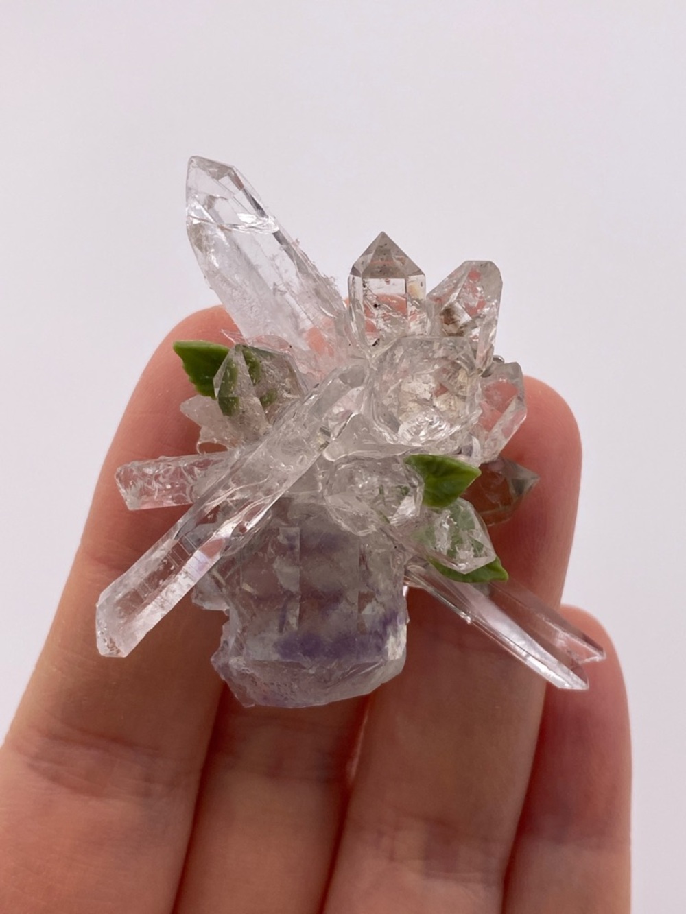 Fluorite & Herkimer Diamond Crystal Cluster Ring | Raw Quartz Statement Ring - Picture 8 of 8